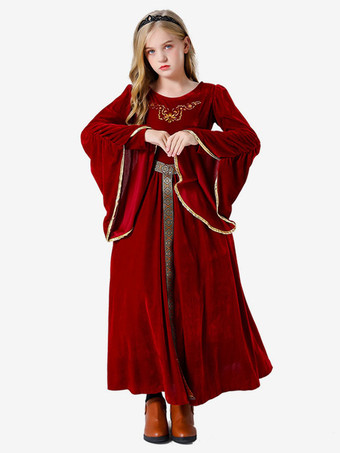 レッド キッズハロウィンコスチューム ブルーハロウィンキッドヴィンテージコスプレドレス