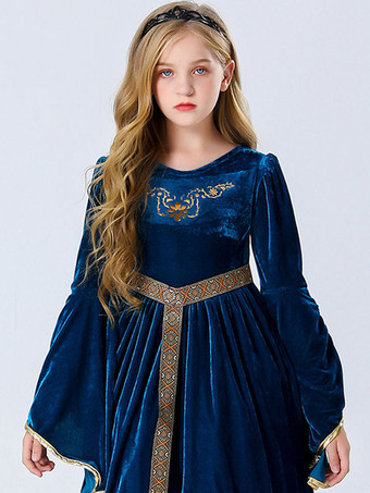 キッズハロウィンコスチューム ブルーハロウィンキッドヴィンテージコスプレドレス