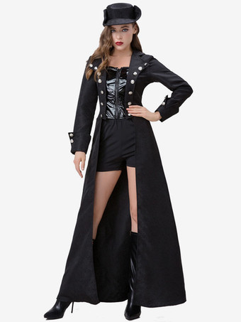 ブラック ハロウィン ハロウィンコスチューム ブラック 大人用 レトロ パンツ オーバーコート ポリエステル ハロウィンセット ホリデーコスチューム