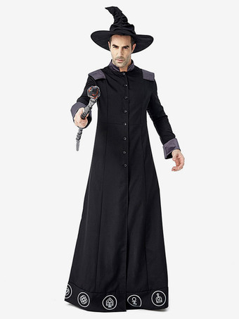Halloween Disfraces de Halloween Sombrero de abrigo divertido para hombres negros Conjunto de poliéster Disfraces de vacaciones