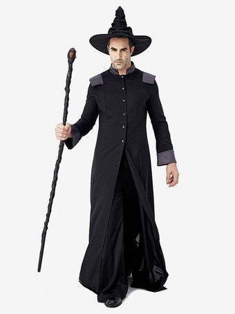 Halloween Disfraces de Halloween Sombrero de abrigo divertido para hombres negros Conjunto de poliéster Disfraces de vacaciones