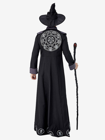 Halloween Disfraces de Halloween Sombrero de abrigo divertido para hombres negros Conjunto de poliéster Disfraces de vacaciones