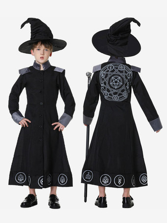 Halloween Disfraces de Halloween Sombrero de abrigo divertido para hombres negros Conjunto de poliéster Disfraces de vacaciones