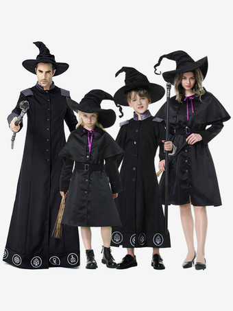 Halloween Disfraces de Halloween Sombrero de abrigo divertido para hombres negros Conjunto de poliéster Disfraces de vacaciones