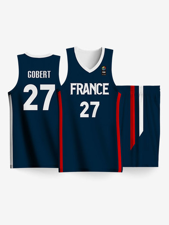 バスケットボール ジャージ フランス チーム No. 27 GOBERT 23/24 スポーツウェア メンズ