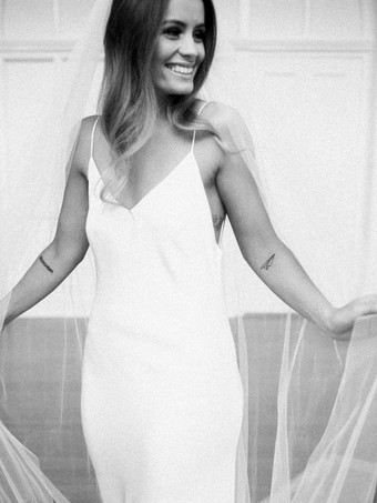 ホワイト ウェディングベール チュール カットエッジ ブライダルベール