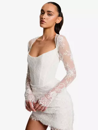 Black Wedding Dresses Sheath Long Sleeves Lace Short Bridal Dress Free  Customization - Milanoo.com