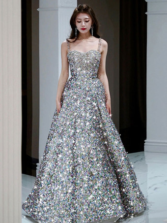 プロムドレス Aライン ストラップレス スパンコール ノースリーブ ビーズ パーティードレス