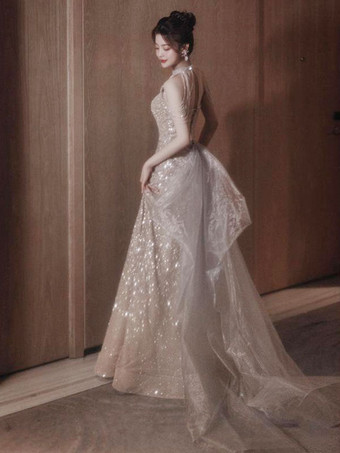 With Cocktail Dress Beautiful Floor-Length A-Line Illusion Neckline Fringe