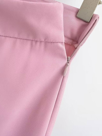 女性用ピンクスーツ ワンボタン カジュアル ツーピース ストリートウェア