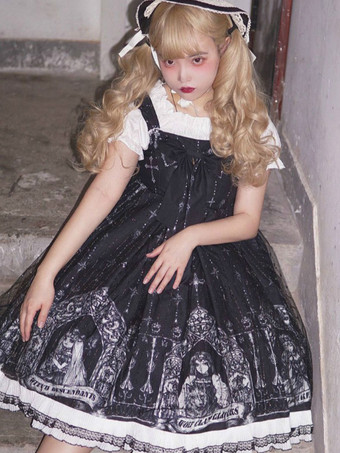ブラック ゴシックロリータ ドレス リボン フリル ブラック ブラック