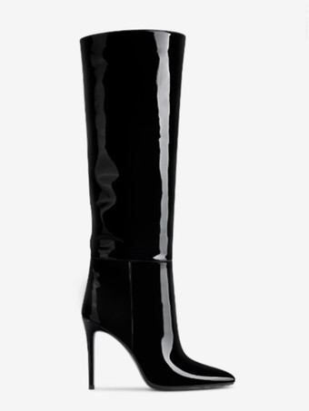 ハイヒール ニーハイブーツ ポインテッドトゥ スティレットヒール ニーブーツ