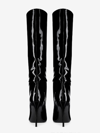 ハイヒール ニーハイブーツ ポインテッドトゥ スティレットヒール ニーブーツ