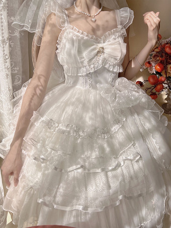 ゴスロリ ドレス レース レース リボン フリル ノースリーブ 可愛い ロリータドレス 女性