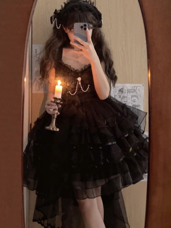 ブラック ロリータ ウェディングドレス ロリータ アクセサリー ホワイト リボン フリル ポリエステル繊維 帽子 レース その他