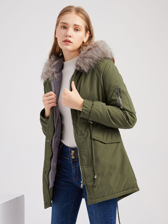 冬コート ピンク ミディアム 巾着 フード付き フロント ボタン 長袖 ツートン カジュアル 冬コート アウター