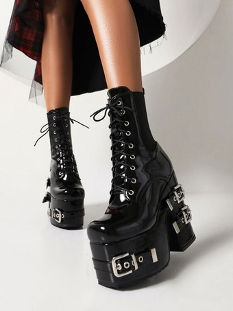 レディース メタルディテール ラウンドトゥ ヒールレス ブーティ