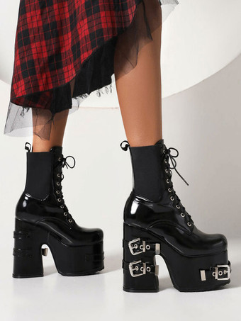 レディース メタルディテール ラウンドトゥ ヒールレス ブーティ