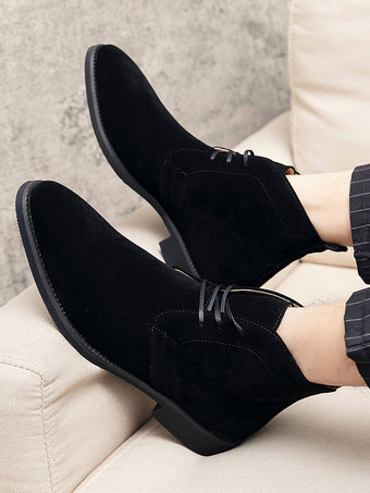 メンズブーツ チャッカブーツ PUレザー ラウンドトゥ