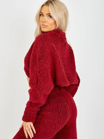 ソリッドカラー ラウンジ セット クロップド トップとワイドレッグ 2 点セット