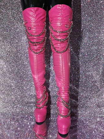 女性のサイブーツ ラウンドトゥ スティレットヒール PU レザー