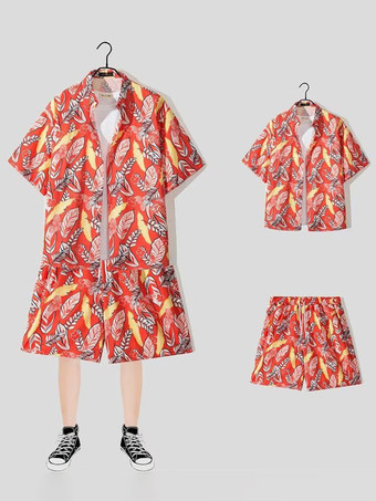 スイカ（レッド）メンズコーデ 紳士服 黄緑 カジュアル 半袖 衣装セット