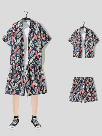 ダークネイビーメンズコーデ 紳士服 黄緑 カジュアル 半袖 衣装セット