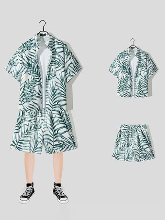 グリーン メンズコーデ 紳士服 黄緑 カジュアル 半袖 衣装セット