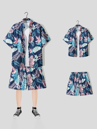 ディープブルーメンズコーデ 紳士服 ベージュ カジュアル 半袖 マッチングスーツ