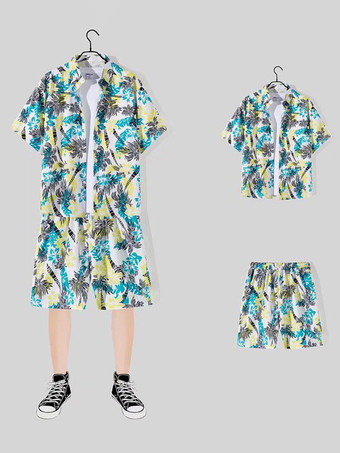 ベージュメンズコーデ 紳士服 ベージュ カジュアル 半袖 マッチングスーツ