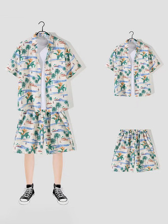 アプリコットメンズコーデ 紳士服 ベージュ カジュアル 半袖 マッチングスーツ