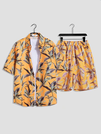 イエローメンズコーデ 紳士服 ホワイト カジュアル 半袖 衣装セット