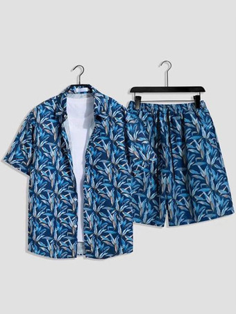 ディープブルーメンズコーデ 紳士服 ホワイト カジュアル 半袖 衣装セット