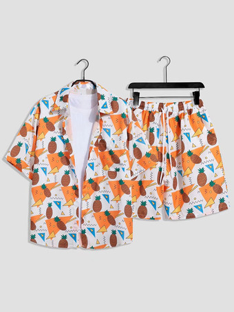 オレンジメンズコーデ 紳士服 オレンジシック半袖衣装セット