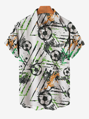 Bianco Camicia casual da uomo Comode camicie da uomo gialle stampate