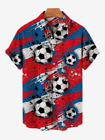 Rosso Camicia casual da uomo Comode camicie da uomo gialle stampate