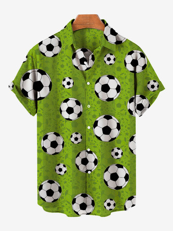 Verde ErbaCamicia casual da uomo Comode camicie da uomo gialle stampate