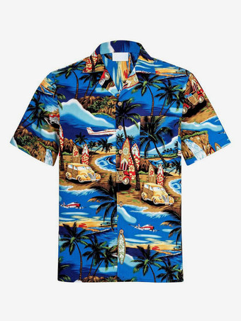 Blu scuro Camicia casual da uomo Camicie da uomo stampate chic arancione rosso