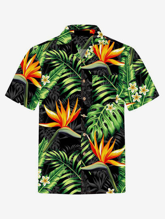 VerdeCamicia casual da uomo Camicie da uomo stampate chic arancione rosso