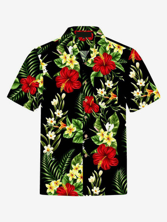 Nero Camicia casual da uomo Camicie da uomo stampate chic arancione rosso