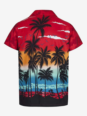 メンズ カジュアル シャツ 快適なプリント ブルー メンズ シャツ