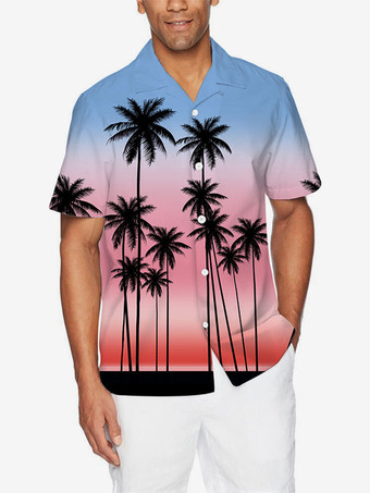 RosaCamisa casual para hombre Camisas casuales estampadas azul cielo claro para hombre