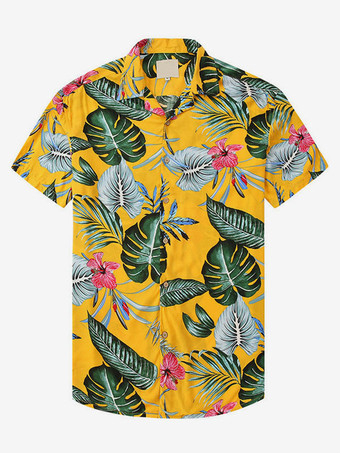 AmarilloCamisa casual para hombre Camisas casuales estampadas azul cielo claro para hombre