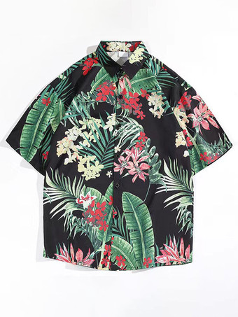 ブラック メンズ カジュアル シャツ 快適なプリント ライト スカイ ブルー メンズ シャツ