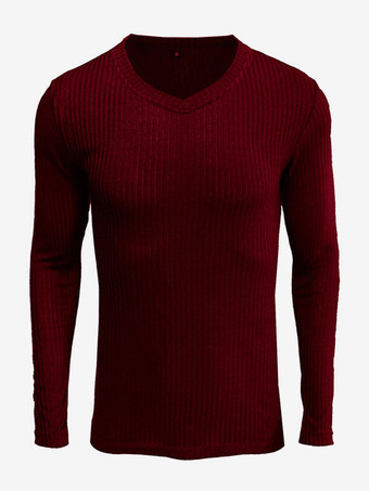 メンズ セーター メンズ プルオーバー ニット V ネック 春 グレー バーガンディ