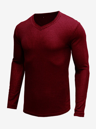 ワインレッド メンズ セーター メンズ プルオーバー ニット V ネック 春 グレー バーガンディ