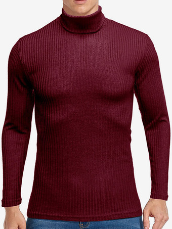 ワインレッド メンズ セーター メンズ プルオーバー ニット ハイカラー 秋 ホワイト ハンター グリーン