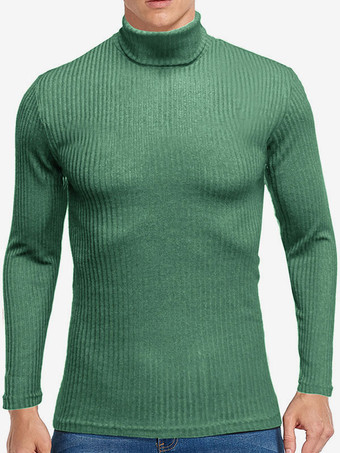 グリーン メンズ セーター メンズ プルオーバー ニット ハイカラー 秋 ホワイト ハンター グリーン