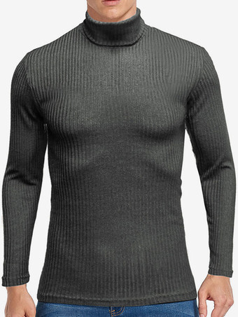 ダークグレー メンズ セーター メンズ プルオーバー ニット ハイカラー 秋 ホワイト ハンター グリーン