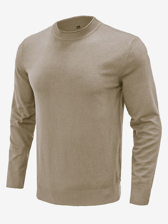 メンズ セーター メンズ プルオーバー ニット ジュエル ネック 秋 ホワイト カーキ